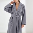 thumbnail image 2 of Long Sleeve Bathrobe for Women Fluffy Women's Nightgowns & Sleepshirts Oversize Cozy Women's Robes House Womens Robe Grey, 2 of 9