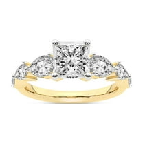 IGI Certified 5 Carat Princess Shape Lab Grown Diamond Engagement Ring | 14K Yellow Gold | Frances Side Stone Diamond Ring | FG-VS1-VS2 Quality Friendly Diamonds