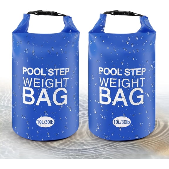 2 Pack Universal Pool Step Weights 250D PVC Waterproof Swimming Pool Ladder Weights 10l No Breaken Above Ground Pool Ladder Sand Bags, Foldable Pool Stair Weights for Pool Steps, Easy Fill Sand(Blue)