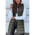 thumbnail image 4 of Women Long Vest Solid Color Sleeveless Hood Winter Puffer Vest Outwear, 4 of 9