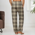 thumbnail image 4 of Men Pajama Pants Plaid Stretch Comfy Lounge Pants Drawstring Waist Sleep Bottoms with Pockets Halloween Christmas Loose Fit Pj Bottoms (5-Khaki, XX-Large), 4 of 6