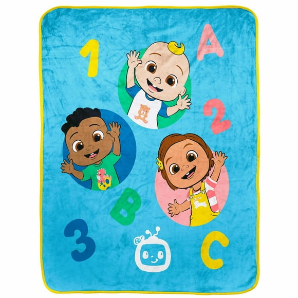 CoComelon My ABCs Kids' Silk Touch Fleece Throw, 100% Polyester
