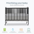 thumbnail image 6 of Dream On Me Full Size 2-in-1 Folding Stationary Side Crib, Locking Wheels, Black, 6 of 10