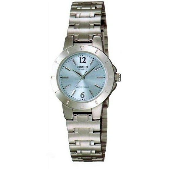 Casio Stainless Steel Ladies Blue Analog Metal Silver Watch LTP-1177A-2A