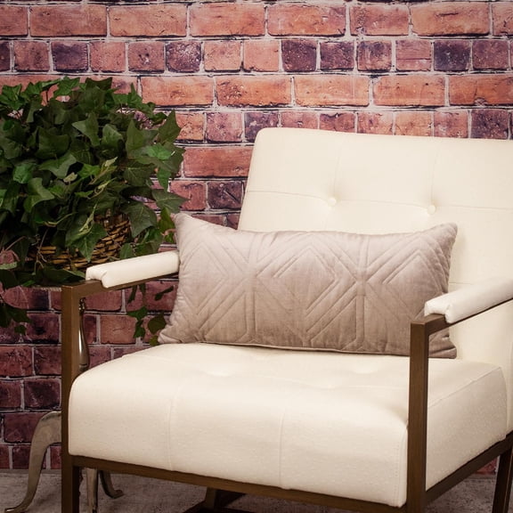 Nassau Collection Tufted Geometric Tile Stitch Rectangular Lumbar Throw Pillow - 24" - Beige