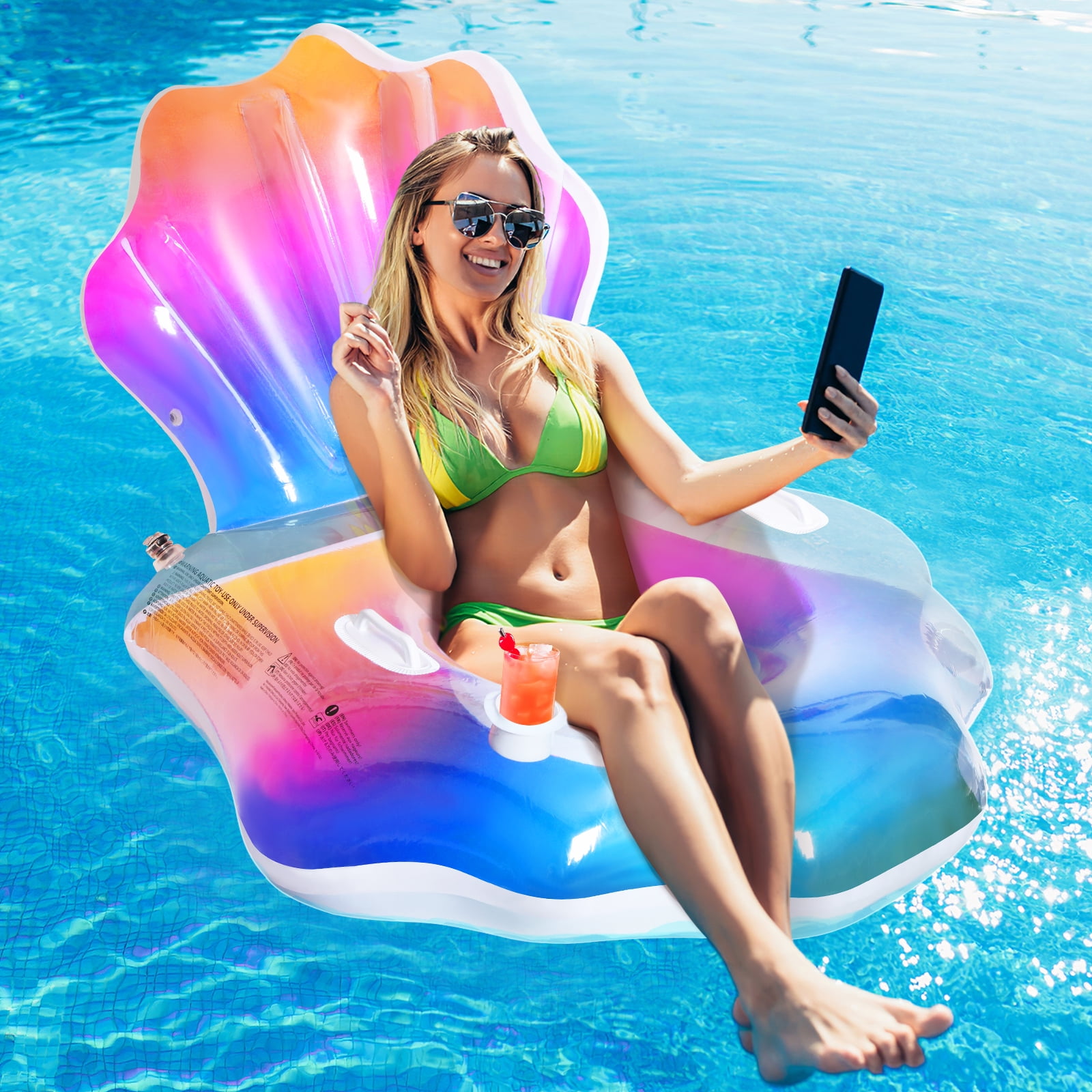 MoKo Inflatable Pool Floats Chair Pool Lounger for Adults, Clamshell
