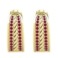 thumbnail image 3 of Dazzlingrock Collection Round Two Lines Ruby in Between Rope Huggie Hoop Earrings for Women (Color Red, Clarity Highly Included) in 14K Yellow Gold, 3 of 6