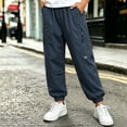 thumbnail image 3 of Bixock Boys Sweatpants High Waist Cargo Pants Kids Jogger Elastic Waist Solid Color Side Pocket Loose Breathable Outdoor Hiking Casual Daily Activity Wear Size 7-8Years, 3 of 6