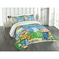 thumbnail image 3 of Ambesonne Cartoon Quilted Bedspread Set 3 Pcs, Mischievous Boy, King Size, Multicolor, 3 of 5