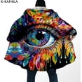 thumbnail image 2 of Capa de sueño con estampado 3D de ojos psicodélicos Trippy para hombres, abrigo grueso y cálido con capucha, abrigo de lana a prueba de viento, bata, manta, 5, 2 of 4