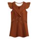 thumbnail image 5 of Vestido Meghan marrón con manga mosca cuello en V traje de fiesta de estilo informal con botones para niñas, 5 of 9