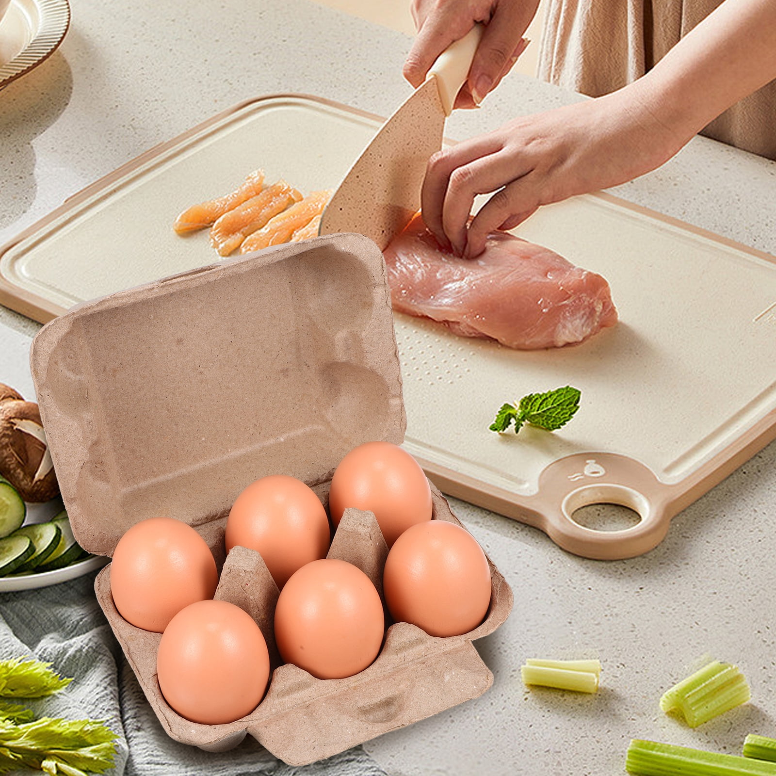Blank Egg Cartons Bulk 25 Pack- Holds Up to Half Dozen 6 Count Eggs Cardboard Thickness Natural Pulp Egg Boxes