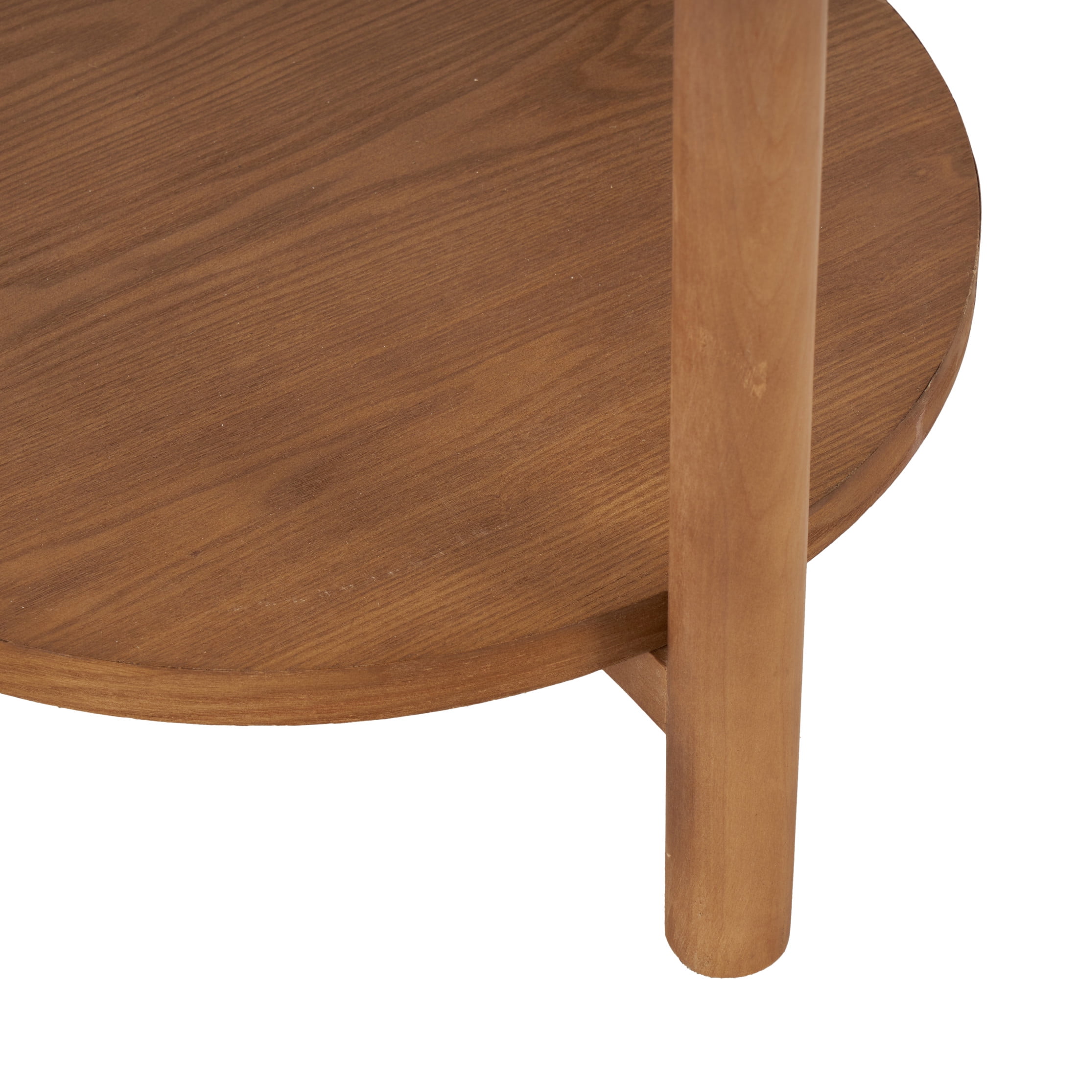 DecMode 16" x 20" Brown Wood Handmade Round Accent Table with Beige Round Marble Top, 1-Piece