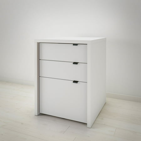 UPC: 0687174987087 | Nexera Chrono 3-Drawer Filing Cabinet  White-Finish:White melamine