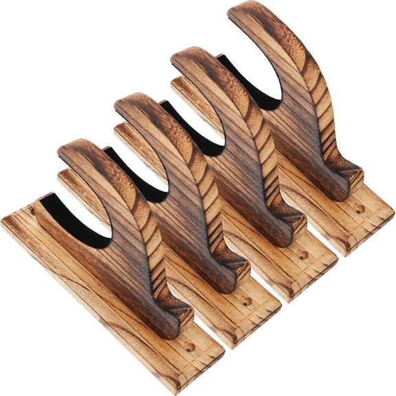 VERDANVERSE 4Pcs Sword Holder Rack Brown Rectangular Wood Bedroom Storage