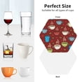 thumbnail image 6 of Honeii Coffee Cups print Leather Coaster Set of 4, ideal for safeguarding your furniture from drinks spills and effortless cleanup-Hexagon, 6 of 6