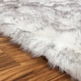thumbnail image 2 of Super Area Rugs Faux Fur Tipped Hand Dyed Sheepskin Area Rug White & Gray Tips 3' x 5' 3' x 5' Grey, 2 of 2
