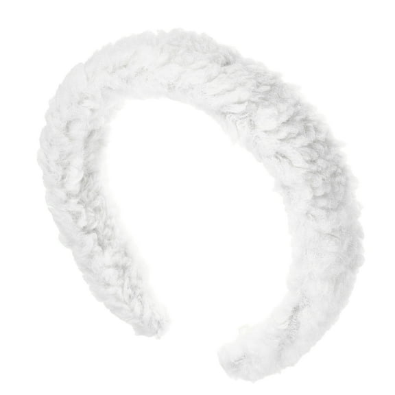Unique Bargains Fluffy Fuzzy Headband Solid Color Hair Band for Women Soft Lambswool Hairband White