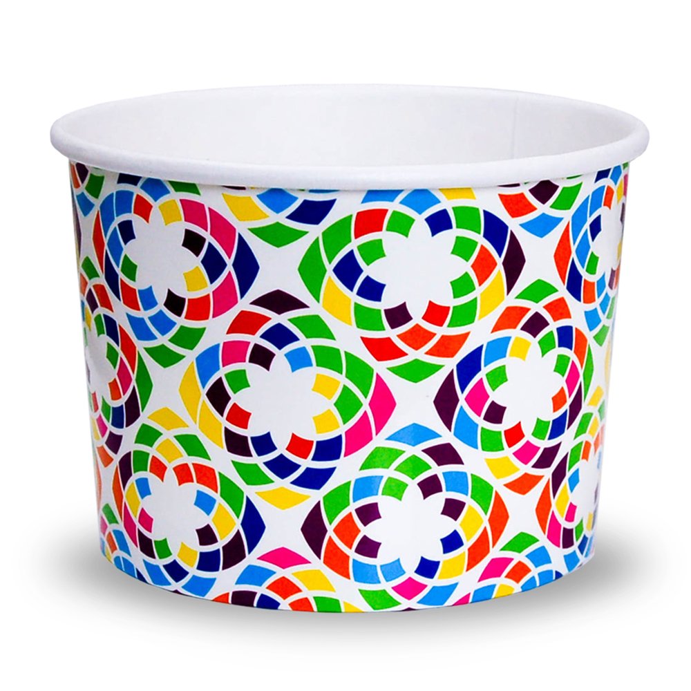 Frozen Dessert Supplies Premium 12 oz Kaleidoscope Paper Ice Cream Cups
