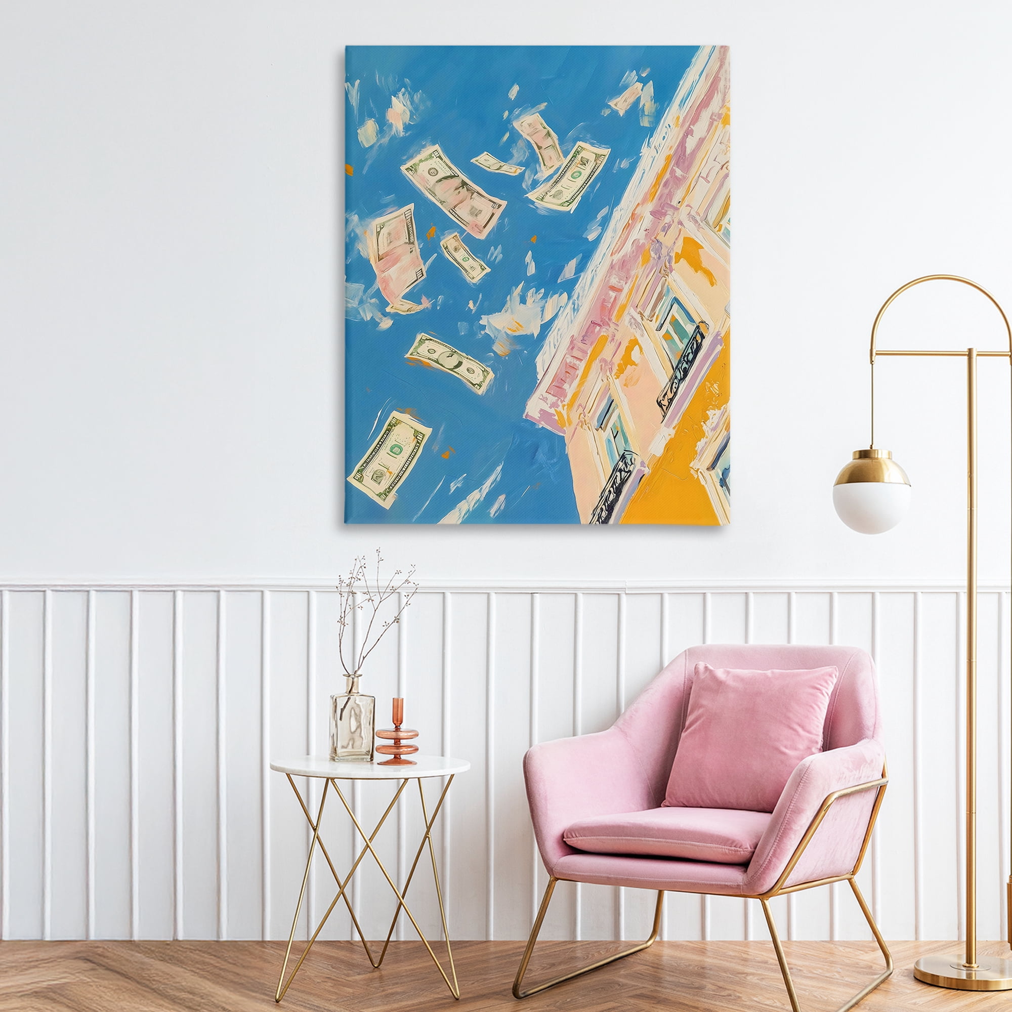 Stupell Industries Money Rain Drifting Past Windows Canvas Wall Art, design by The Prints Vibe