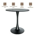 thumbnail image 4 of LeisureMod Bristol Mid-Century Modern 36" Round Table with Wood Top and Iron Pedestal Black Base with Gloss Finish for Kitchen and Dining Room, Black, 4 of 8