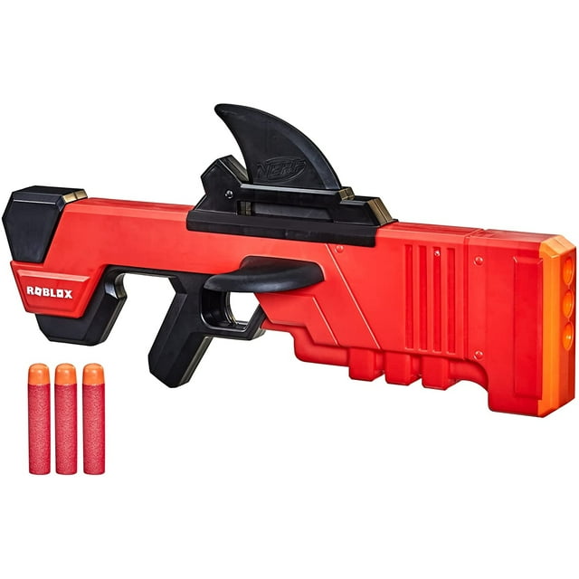 NERF Roblox MM2: Shark Seeker Dart Blaster, Cebado de aleta de tiburón, 3 mega dardos, cód Nerf NERF