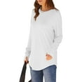 thumbnail image 6 of AELand Women's Long Sleeve Tops and Blouses, Thumb Hole Shirts Crew Neck Curved Hem Tunic T-shirts, 6 of 7