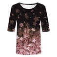 thumbnail image 4 of Half Sleeve T Shirts for Women Plus Size S-3XL Floral Printed Crew Neck Graphic Tee Tshirts Summer Casual Tops (X-Large, Black 04), 4 of 5
