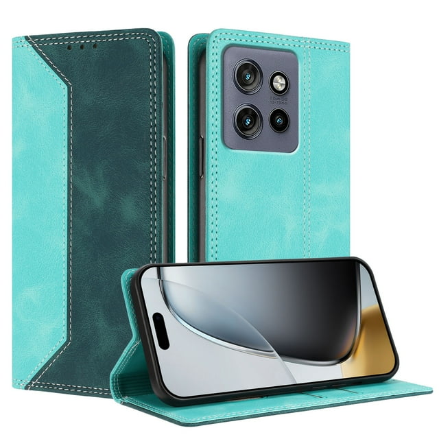 Phone Case for Motorola Edge 50 Neo FOXDOCK Premium Leather,Creative Dual-Color Cover with Card Slot,Shockproof