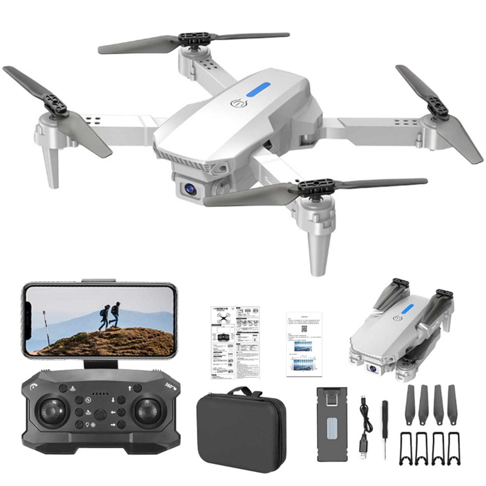 RKZDSR Foldable Drones with 1080P HD Camera, WIFI FPV Live