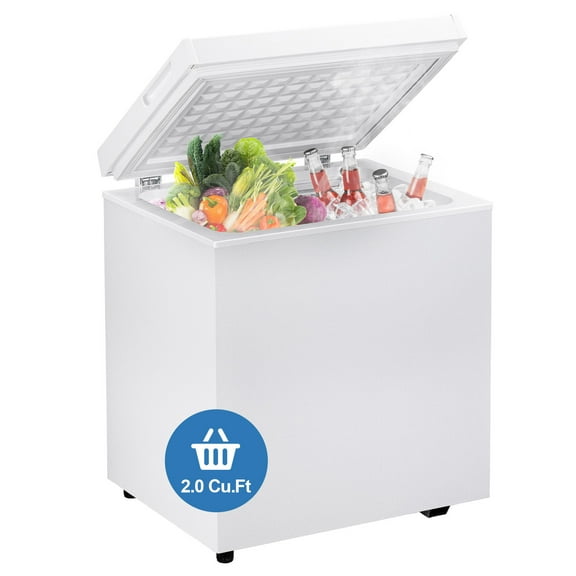 DIMEDEAL 2.0 Cu.Ft Chest Freezer, Compact Mini Deep Freezer with 7 Temp Settings & Removable Basket, Top Door Free-Standing Freezer for Home, Dorm, Garage, Office, Apartment & Basement