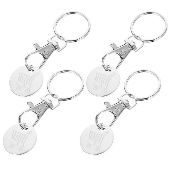 LULULION 4Pcs Practical Shopping Trolley Token Pendant Keychain with Easy Detachable Design