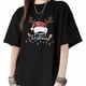 thumbnail image 1 of T Shirts for Womens Christmas Santa Hat Short Sleeve Graphic Tees Loose Fit T-Shirt Cotton Casual Tops, 1 of 8