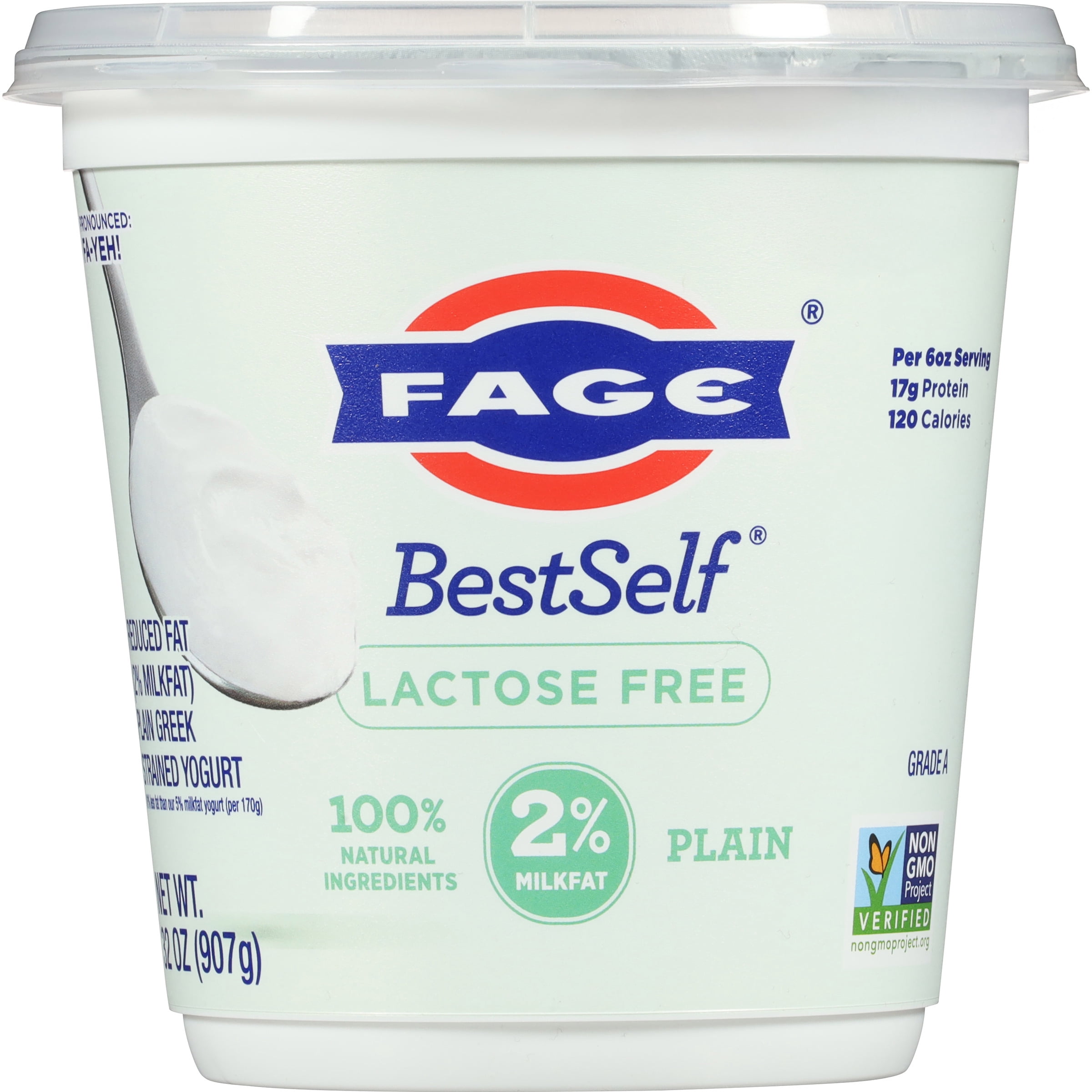 FAGE BestSelf All Natural Reduced Fat Plain Lactose Free Greek Strained Yogurt 32oz