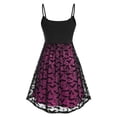 thumbnail image 5 of Women's Gothic Retro Halloween Dress Bat Print Camisole Dress Double Layer Chiffon Mesh V Neck Dress Party Punk Tank Top Women's Dress-SoftRed-XL, 5 of 6