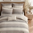 thumbnail image 2 of Levtex Home Sand Stripes Chocolate Queen Duvet Cover Set (90x94in) with 2 Pillowcases (26x20in) - Woven Jacquard Stripe - Brown, Tan, White - Cotton Queen Size Duvet Cover Set - Soft Pre-Washed, 2 of 4