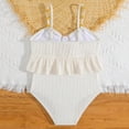 thumbnail image 6 of YTCAMLO Cute Shell Bathing Suits for Little Girls Fashion Ruffled Swimwear with Beaded Straps One Piece Swimsuit for Summer Beach Parties, Beige 4-5 Years, 6 of 9