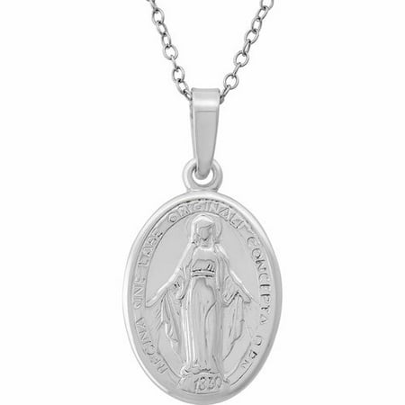 virgin mary pendant oval sterling silver