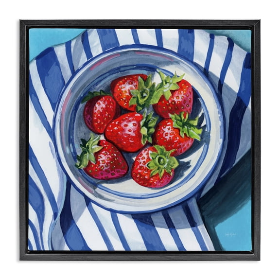 Stupell Industries Fresh Picked Kitchen Strawberries Black Framed Floater Canvas Wall Art, design by Kate Jarvik Birch