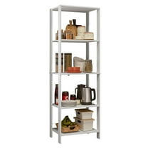 Madesa Kitchen Pantry Storage Rack with 5 Open Shelves 23"L Multiuse Cabinet for Kitchen Organization - White