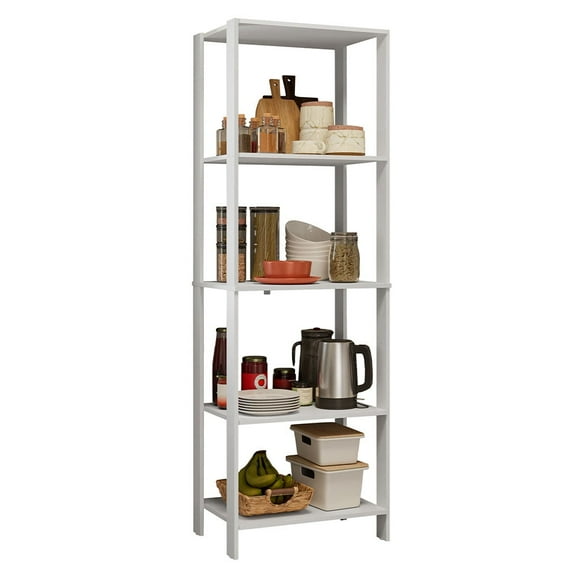 Madesa Kitchen Pantry Storage Rack with 5 Open Shelves 23"L Multiuse Cabinet for Kitchen Organization - White