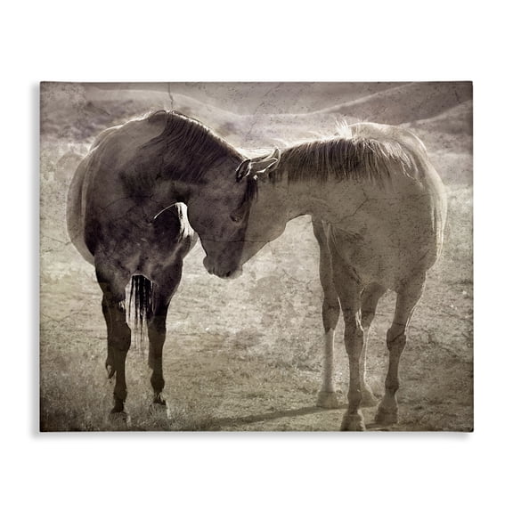 Stupell Industries Muted Horse Pair Hugging Animals Painting Wrapped Canvas Canvas Art Print Wall Art, 20 x 16