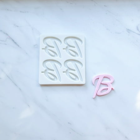 BARBIE B CURSIVE QUAD BAKING MOLD FOR CUPCAKES, CAKEPOPS, CHOCOLATE STRAWBERRIES, PRETZELS & RICE KRISPIES…