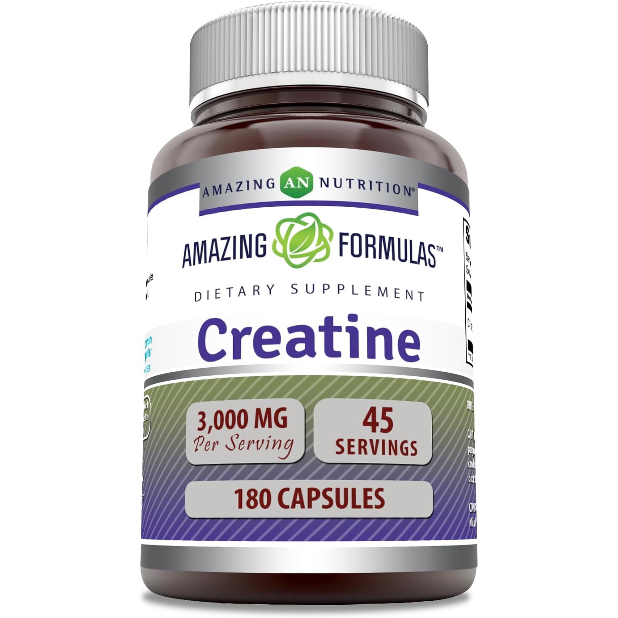 Amazing Formulas Creatine Monohydrate 3000Mg Per Serving 180 Capsules Supplement | Non-GMO | Gluten Free
