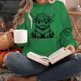 thumbnail image 4 of successthop Womens Sweatshirts Vintage Cow Crewneck Long Sleeve Sweatshirts Casual Pullover Hoodie Graphic Print Blouse, 4 of 6