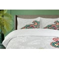 thumbnail image 4 of Ambesonne Flowers Duvet Cover Sets, Floral Tribal Paisley, 2-Queen, Pale Grey Jade Green, 4 of 7