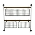thumbnail image 6 of DecMode 22" Black Metal 3 Hanging Baskets Wall Mounted Magazine Rack Holder, 6 of 7