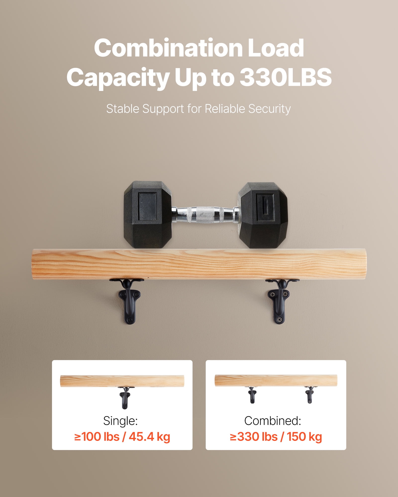 VEVOR Handrail Hardware Bracket, 6 Packs Heavy Duty Hand Rail Brackets, Flexible Angle Adjustment & Easy Install, Stair Railing Hardware for Stairways Handrail, Staircase,Matte Black