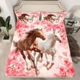 thumbnail image 2 of Manfei Galloping Horse 4-Piece Full Size Sheets,Pink Sakura Bed Sheets,Floral Animal Lightweight Sheet Sets,Ultra Soft Flower Bedroom Decorative, 2 of 7