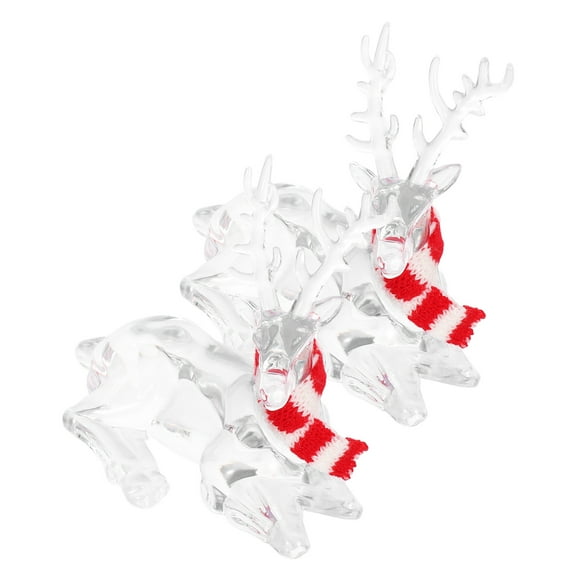 DRAFIDEEP Acrylic Reindeer Figurines Set - Elegant Holiday Table Decor for Christmas Celebration and Seasonal Home Decoration